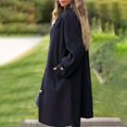 thumbnail image 4 of Women's Winter Elegant Single Breasted Long Wool Coat Lapel Long Sleeve Trench Coat Formal Office Wool Overcoat, 4 of 7