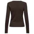 thumbnail image 2 of ONLY Camiseta de manga larga para mujer - ONLRILEY O-NECK TOP, manga larga, cuello redondo, algodón elástico Marrón oscuro M (Medium), 2 of 6