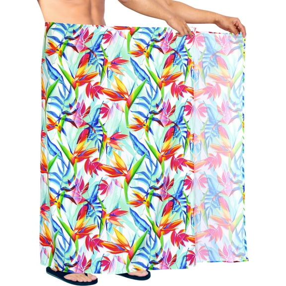 LA LEELA Men's Standard Beachwear Sarong Pareo Wrap One Size Multi, Floral Summer Vacation Aloha