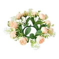 thumbnail image 2 of JWshufel Tea Light Candle Ring Floral Wreath Realistic Fabric Rose Candle Holder with Soft Petals and Textured Leaves Reusable Centerpiece Decoration for Holidays Weddings Home Khaki 9.8in, 2 of 6