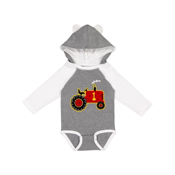 Inktastic Red Tractor 1st Birthday Boys Long Sleeve Baby Bodysuit