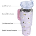 thumbnail image 4 of 40 oz Cute Daisy Bee Tumbler with Handle and Straw, Stainless Steel Insulated Cup with Lid and Straw, Travel Mug Water Bottle, Gifts for Women, 4 of 6