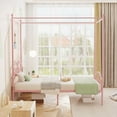 thumbnail image 6 of Yoneston Metal Canopy Platform Bed Frame Kids Poster Bed with Detachable Canopy Design, Twin, Pink, 6 of 11