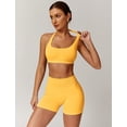 thumbnail image 4 of IDOPIP Workout Sets for Women 2 Piece Seamless Halter Sports Bra Top High Waisted Scrunch Butt Impact Shorts Gym Yoga Activewear Outfits, 4 of 6