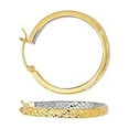 thumbnail image 5 of Jewelstop 14K 2 Tone Gold Hoop Earrings - 3x33 mm, 2.4gr., 5 of 6
