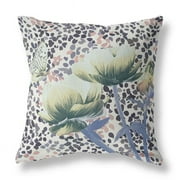 HomeRoots 20" x 20" Green, Black Butterfly Blown Seam Floral Indoor Outdoor Throw Pillow