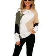 thumbnail image 4 of Franhais Women Sweaters Round Neck Long Sleeve Irregular Contrast Color Loose Knitted Jumper Tops, 4 of 8