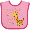 thumbnail image 3 of Inktastic My Godmother Loves Me- Cute Giraffe Boys or Girls Baby Bib, 3 of 4