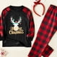 thumbnail image 1 of Conjuntos De Pijamas A Juego Con Empalme A Cuadros Con Estampado De Astas Y Letras De Feliz Navidad Para La Familia (resistente Al Fuego), Ropa De Descanso Para Hombres Y Mujeres Para Bebés Y Niños, 1 of 4