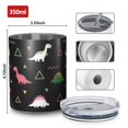 thumbnail image 4 of 12oz Coffee Tumblers Black Dinosaurs Geometric Pattern Stainless Steel Vacuum Insulated Travel Tumbler Coffee Cups Mug with Lid and Straw with Cleaning Brush for Cold & Hot Drinks, 4 of 5