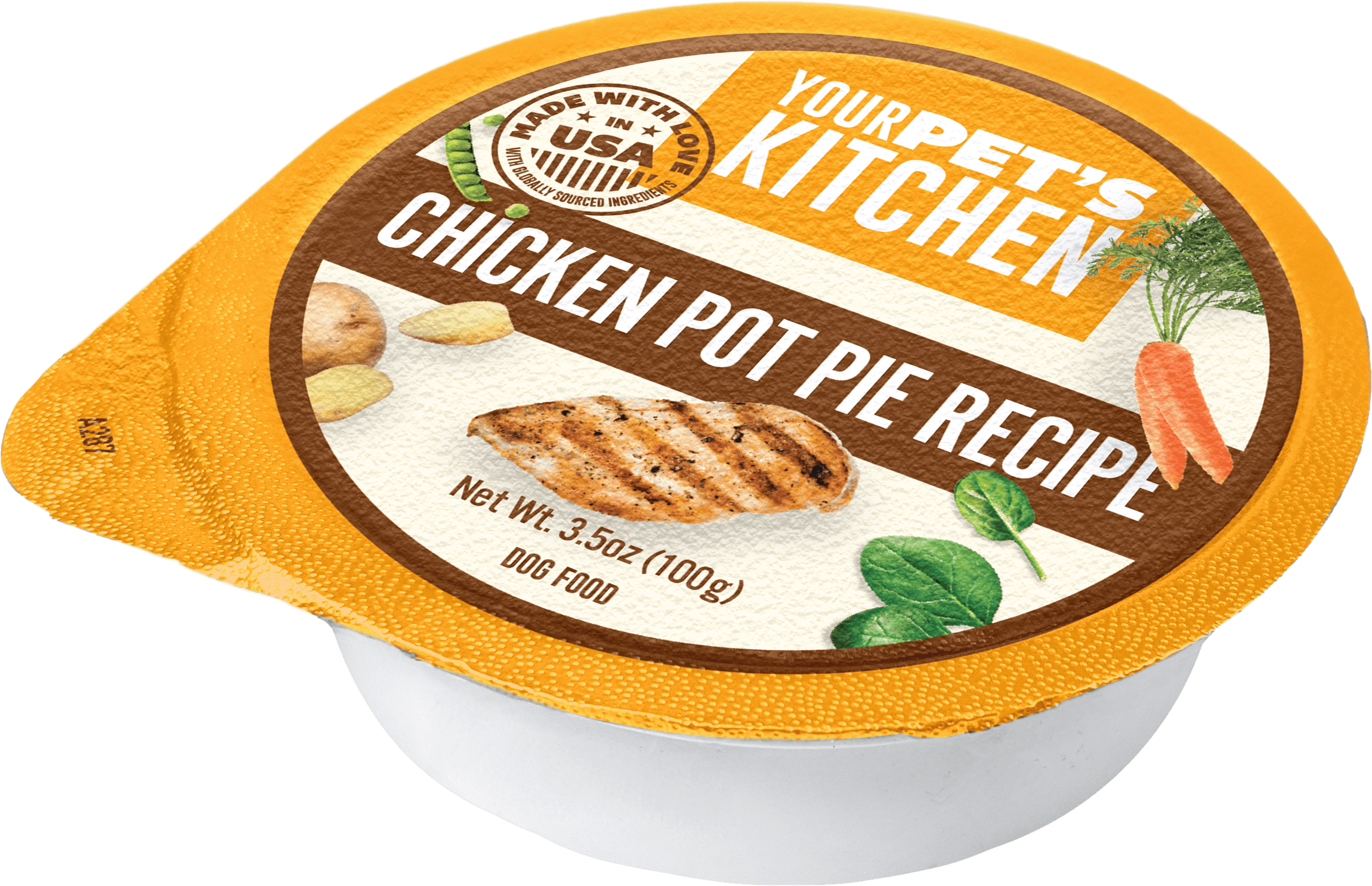 YOUR PET'S KITCHEN Wet Dog Food Cups, Chicken Pot Pie Recipe - 3.5 oz Cups (Pack of 12), Made in The USA with Real Chicken