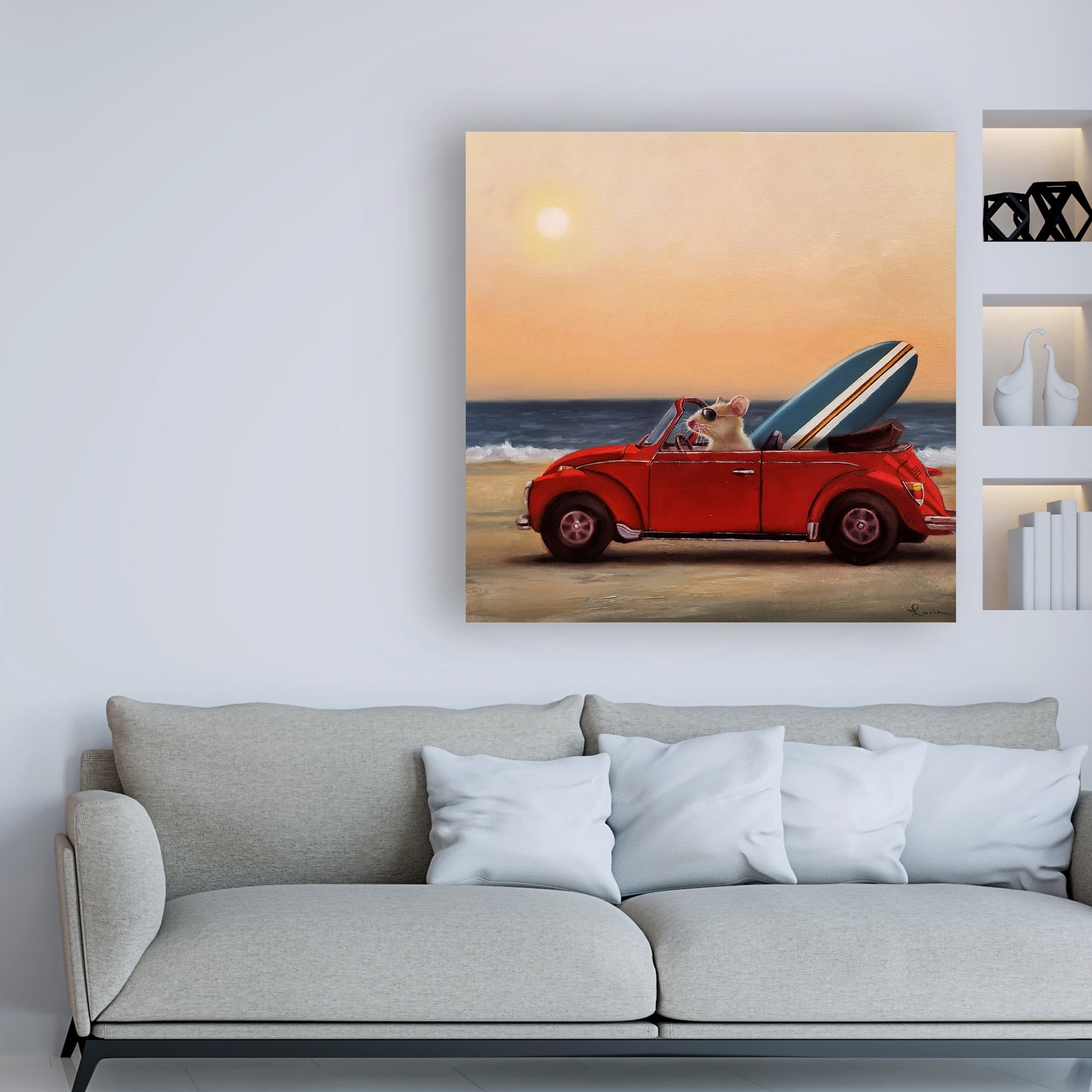 Trademark Fine Art 'Beach Bound Mouse' Canvas Art by Lucia Hefferna