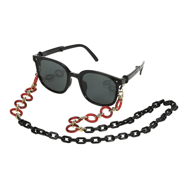 Uxcell Lanière pour Lunettes de Soleil, Chaîne de Lunettes en Acrylique Réglable pour Femmes Filles, Rouge/noir/or