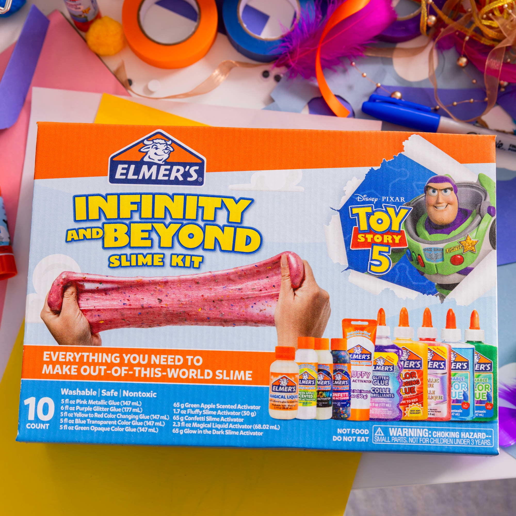 Elmer's Infinity and Beyond Slime Kit featuring Toy Story Characters, Slime Supplies, 10 Piece