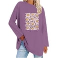 thumbnail image 2 of Jinhomg Oversized Blouse for Women Trendy Long Sleeve Cute Floral Print Sweatshirts Dressy Casual Drop Shoulder Pullover Tops Comfy Lightweight Fall Winter Tees Purple XL, 2 of 4
