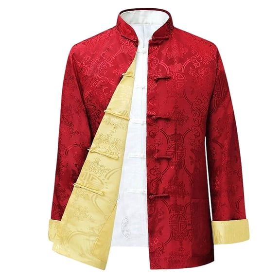 SONXAHE Womens Chinese Tang Suit Button Jacket Long Sleeve Reversible Traditional Outerwear Coat