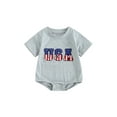 thumbnail image 2 of Aojekbee Baby Girls Boys Independence Day Romper Short Sleeve Crew Neck Letter Embroidery Casual Romper, 2 of 10