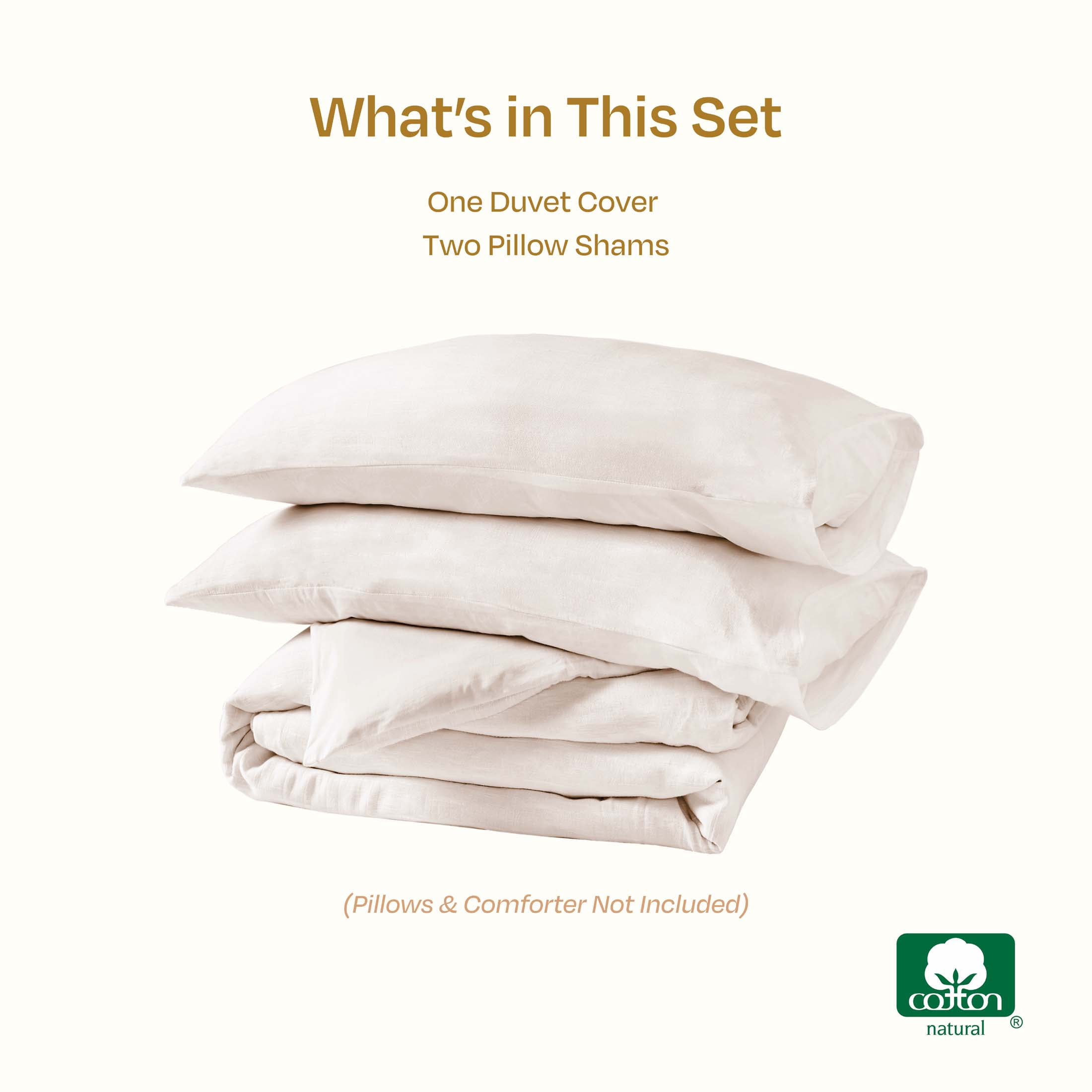 California Design Den Textured Duvet Covers Queen Size & Sham Set, 3 Piece Set Includes 92" x 90" Duvet & 2 Shams to Fit Queen Size Duvet Insert (Natural Linen Look Slub)