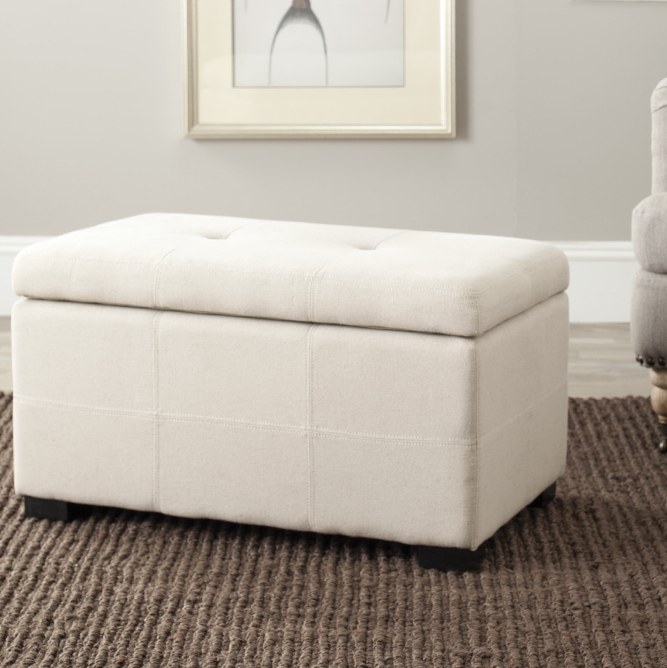 Safavieh Maiden Small Rustic Flip Top Tufted Storage Bench