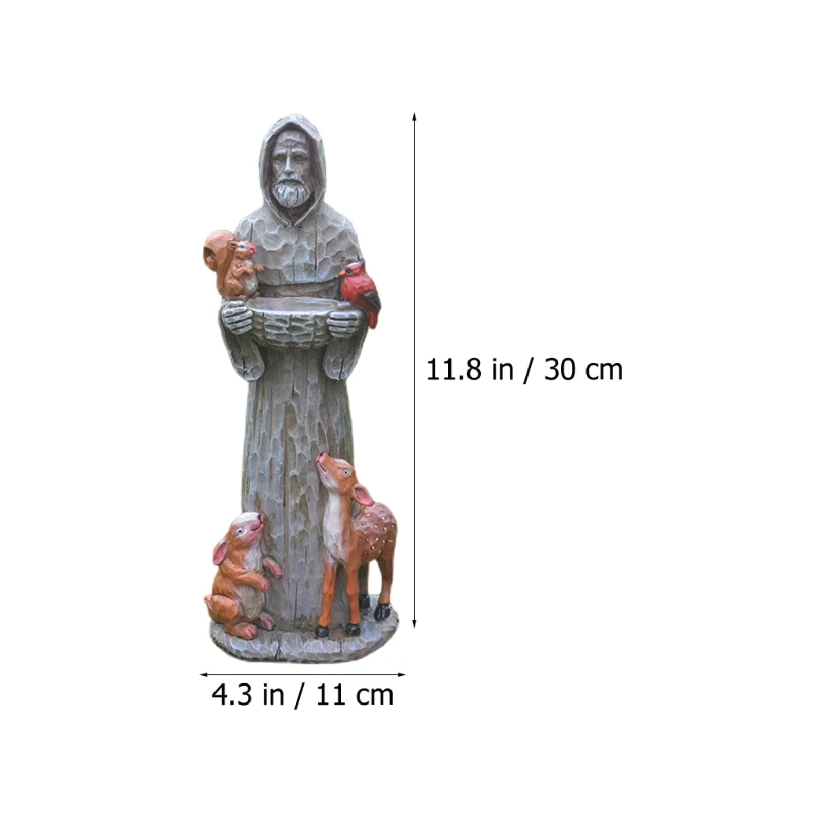 LYCAQL St Francis Garden Statue Resin Bird Feeder Catholic Decor for Lawn & Patio