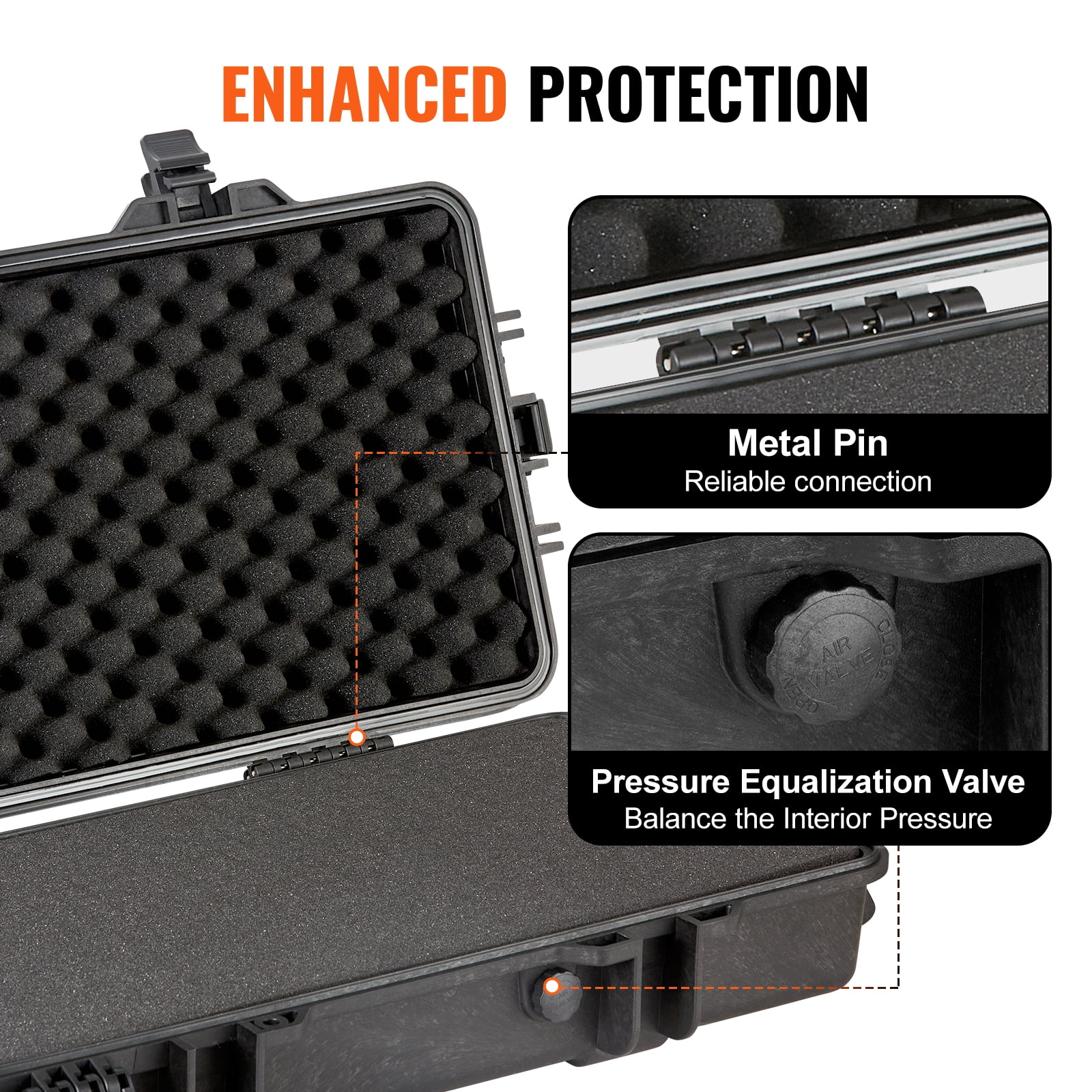 KFFKFF Gun Container, Secure Hard Shell for Rifles with Triple Layered Foam Protection, 50-inch Lockable Firearm Case with Rollers, IP67 Water-Resistant & Impact-Resistant
