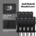 thumbnail image 3 of Majek All Hybrid Golf Club Black Headcover Set 3-SW. Neoprene Acrylic Head Covers 3 4 5 6 7 8 9 PW SW, 3 of 7