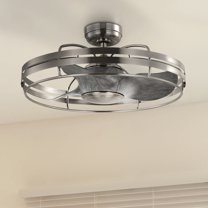 Luxury Urban Loft Ceiling Fan, Large Size: 13.625''H x 26''W, with Utilitarian Style Elements, Brushed Nickel Finish, UHP9402 from the Krefeld Collection by Urban Ambiance