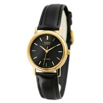 Casio Men's Quartz Gold Tone Stainless Steel/Black Leather Watch MTP1095Q-1A