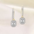 thumbnail image 4 of Diamond Dangle Earring| 4 Ct IGI Certified Emerald Shape Lab Grown Diamond Dangle | 18K Yellow Gold | Freyde Double Halo Lab Diamond Earring| Prong Setting | FG-VS1-VS2 Quality | Friendly Diamonds, 4 of 6