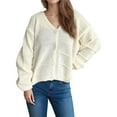 thumbnail image 3 of Cárdigans de Invierno para Mujer, Estilo Cárdigan, con Botones, Abrigos Informales, Oversize, Tejido Grueso de Punto , Larga, Prendas Exteriores L, 3 of 9