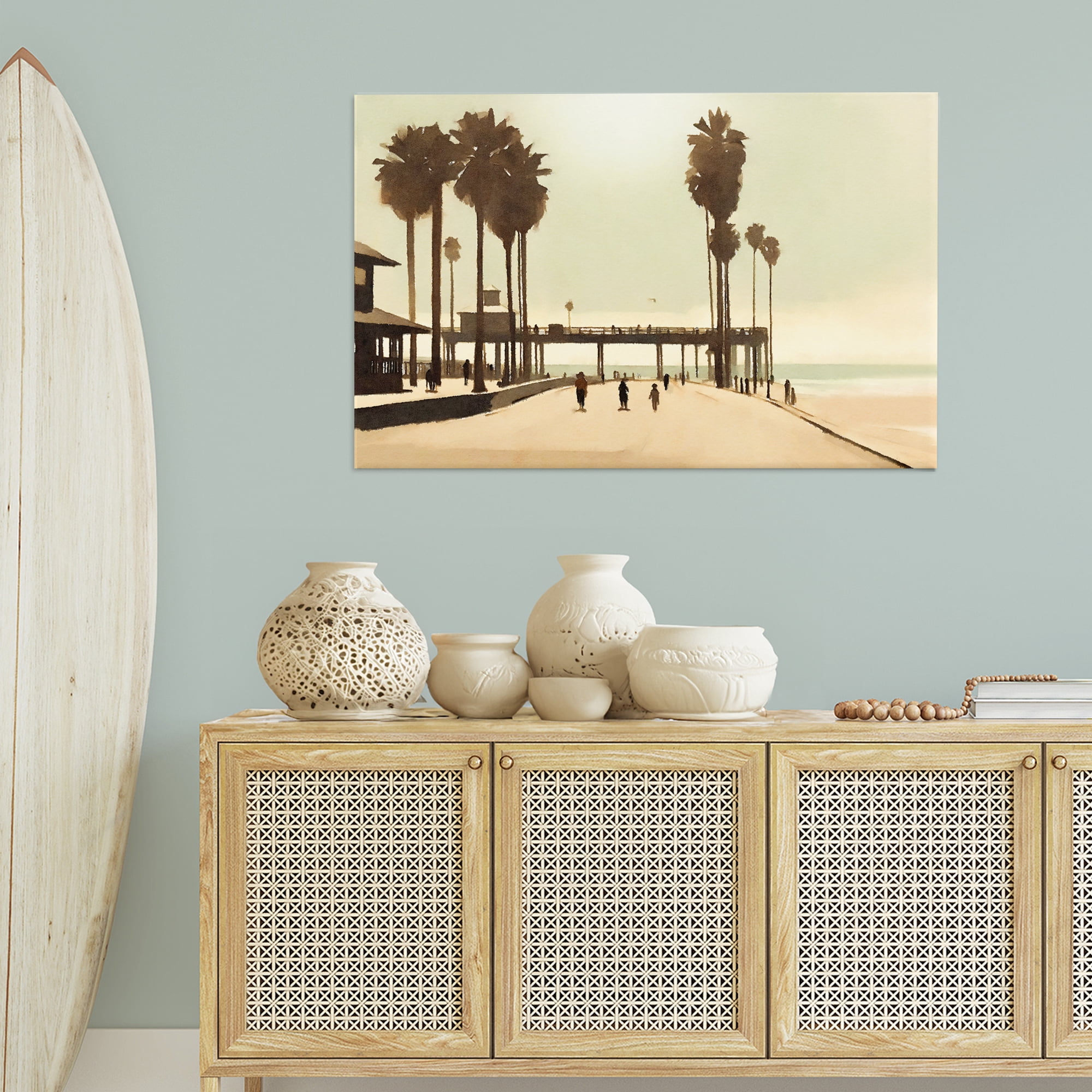 Stupell Industries Tropical Beach Walkway Landscape & Nature Painting Wrapped Canvas Art Print Wall Art, 45 x 30