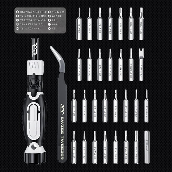DASAW-32 In 1 Small Screwdriver Set Professional Repair Tools Kit for Phone Laptop PC Camera Game Console Glasses Screwdriver Kit with tweezer