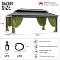 thumbnail image 2 of Pakunoda 16' X 6.5' Gazebo Universal Replacement Privacy 4-Panel Curtains, Waterproof Outdoor Curtains Light Green Sidewall with Zipper for Patio Garden Backyard 12' X 20' Gazebo, Curtain Only, 2 of 8