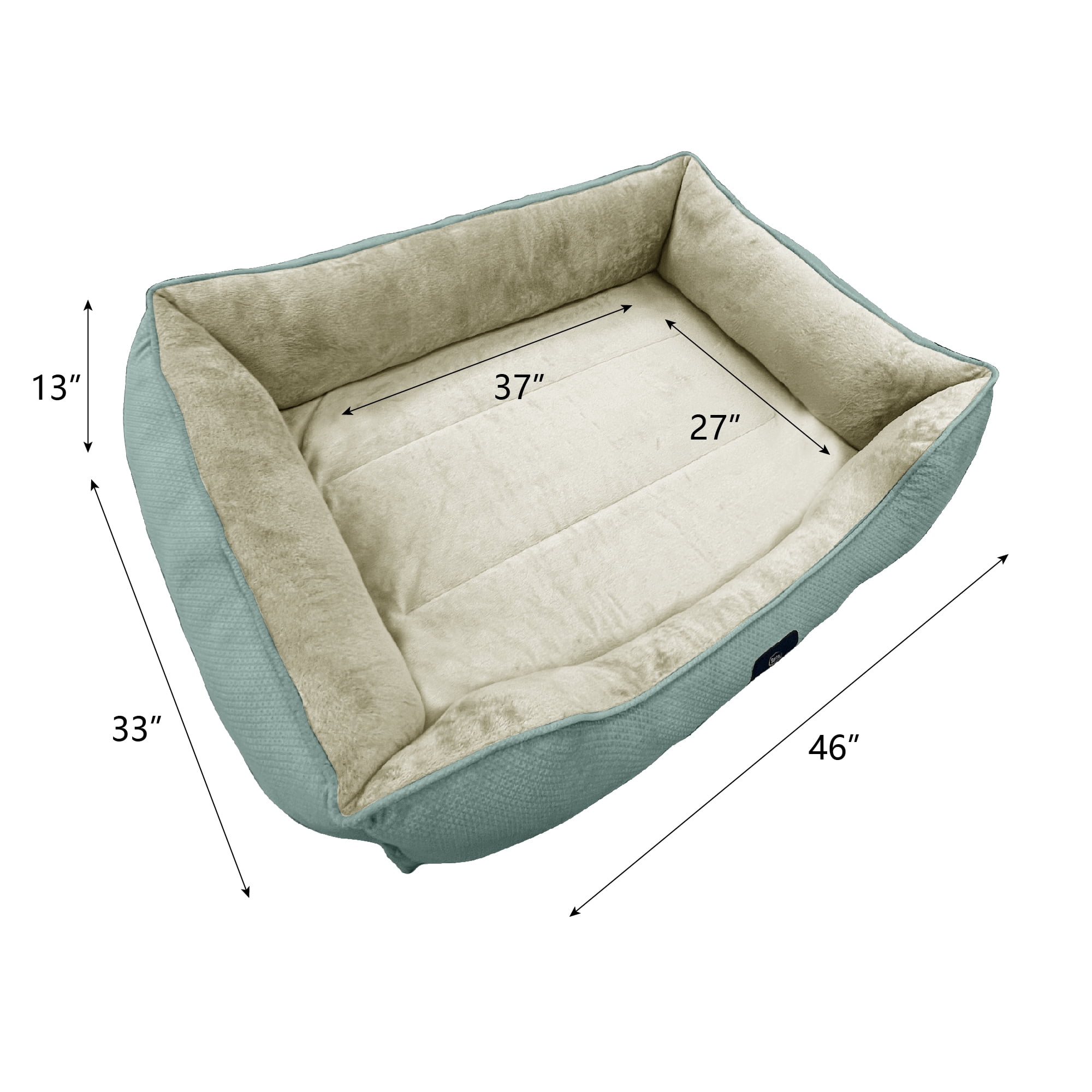 Serta Cuddler Bolster Cat & Dog Bed, Blue, Extra Large