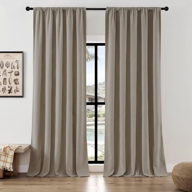 Cortinas Joydeco, 132 x 274 cm, 2 paneles, lino con filtro de luz