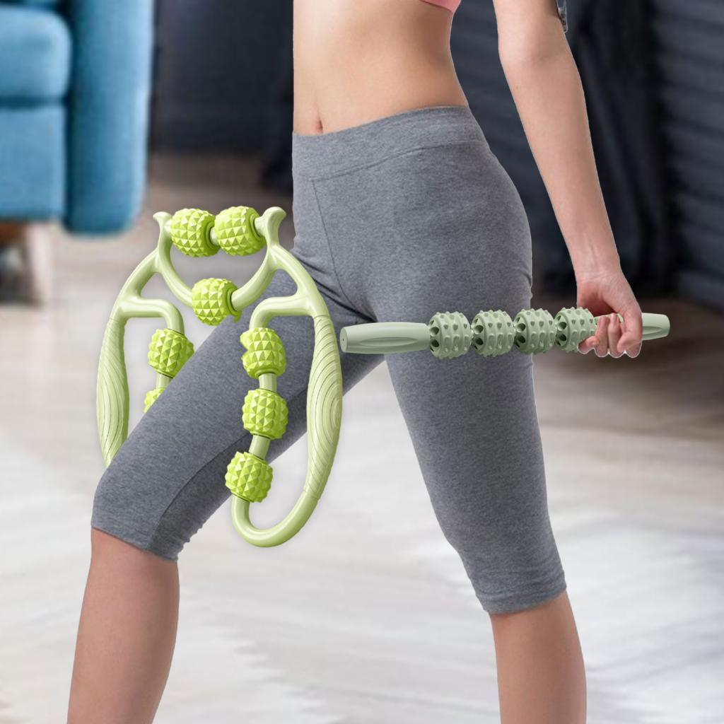 DimyFew 2 Pieces Massage Roller Circular Leg Clamp Handheld Multifunctional Bodybuilding green
