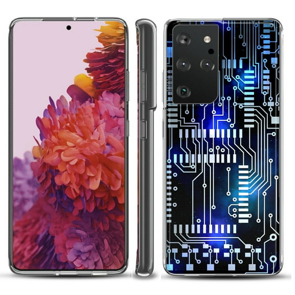 Slim-Fit Lightweight Protective Phone Case compatible with Samsung Galaxy S21 ULTRA 5G, by OneToughShield ® - Cosmos Circuit