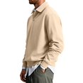 thumbnail image 5 of Fabrcox Mens Long Sleeve Polo Shirts Casual Button Collared Shirts Regular Fit Solid Color Workout Fall Winter Business Men Golf Shirt Khaki M, 5 of 8
