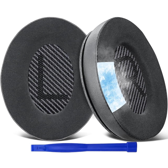 Almohadillas de gel refrigerante de repuesto SoloWit, almohadillas para auriculares supraaurales Bose QuietComfort 35 (QC35) y Quiet Comfort 35 II (QC35 II), espuma aislante del ruido, negras