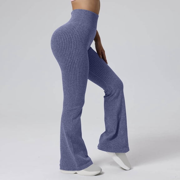 PFRNLF Ribbed Flare Leggings for Women Stretch Bell Bottom Leggings Tummy Control Bootcut Workout Yoga Pants