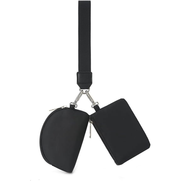 Dual Pouch Wristlet With Zipper Wristlet Wallet for Women, Small And Portable for Storing Cards, ,