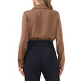 thumbnail image 3 of INSPIRE CHIC Button Up Leotard Shirt for Women's Satin Long Sleeve Notched Lapel Business Work Bodysuit XS Light Brown, 3 of 6