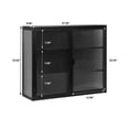 thumbnail image 3 of GZXS Wall-Mounted Metal Cabinet with 2 Fluted Glass Doors and Detachable Interior Shelves, 3-Tier Home Organizer for Living Room, Black, 3 of 8