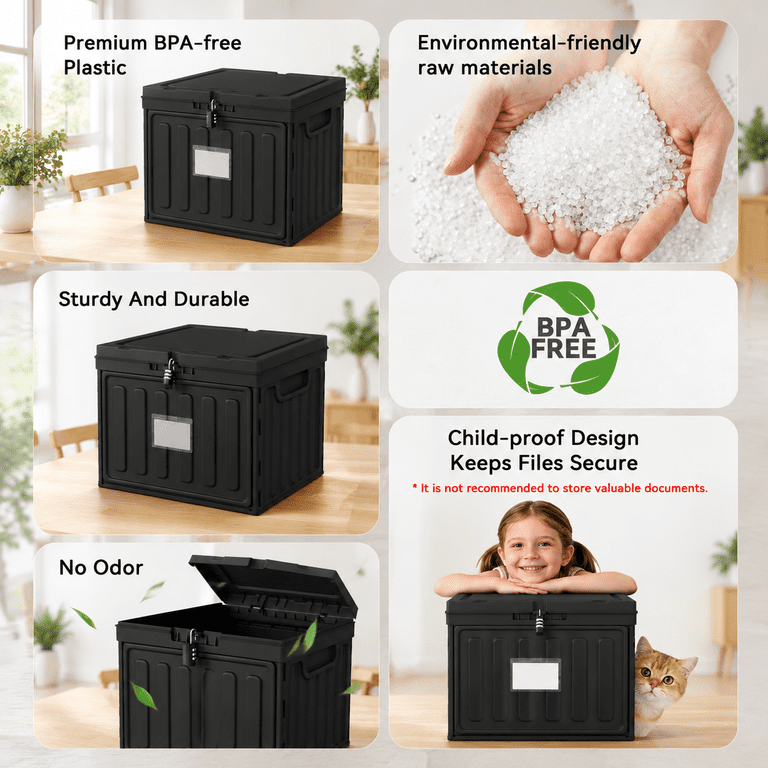 2 Drawer Plastic File Cabinet, Black 2 Pack, Stackable Letter Size ...