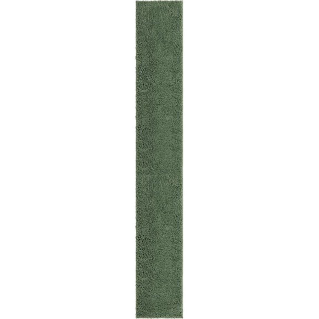 Unique Loom Everyday Shag Plush Area Rug 2' 6 x 16' 5 Runner in Green