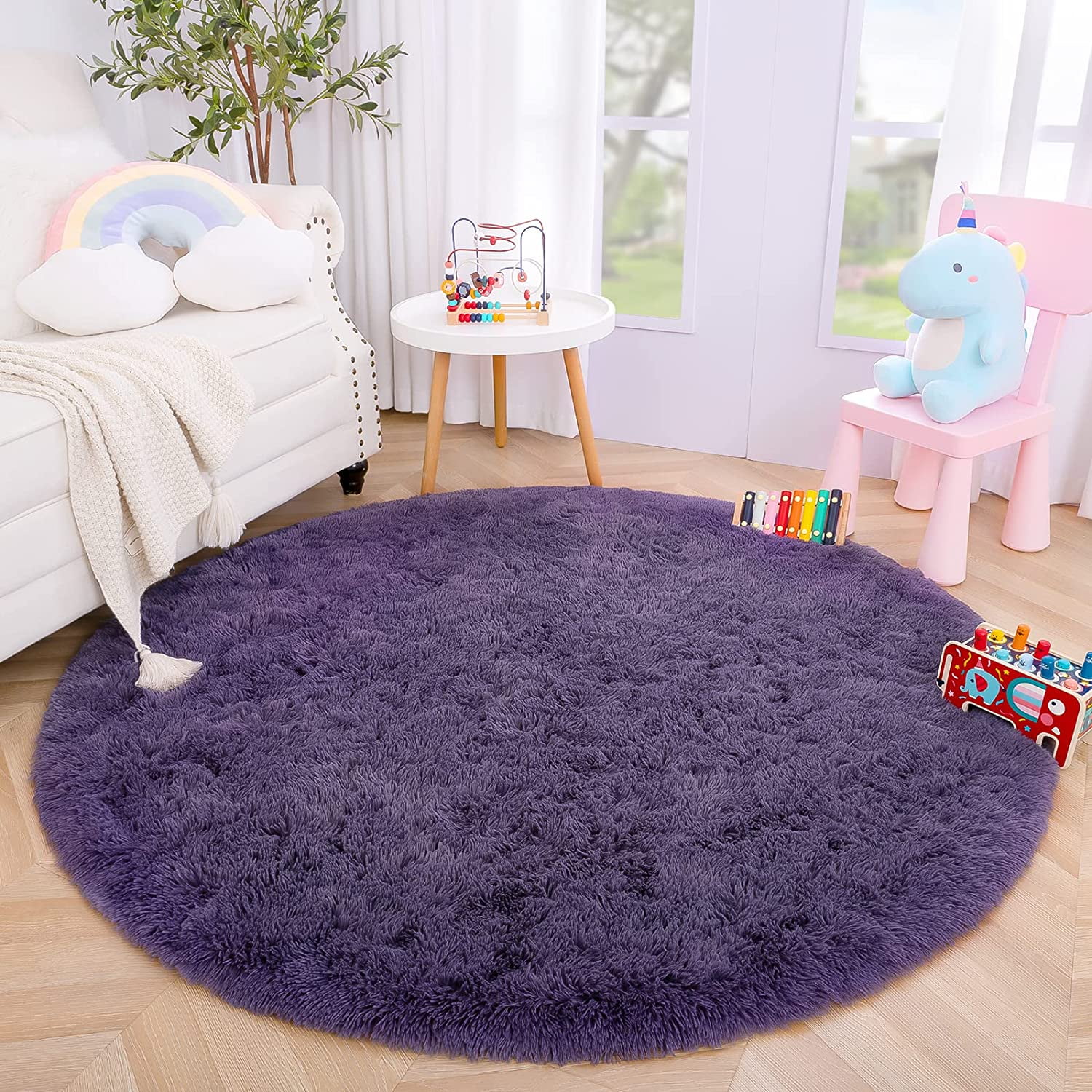 Softlife Soft Round Shaggy Rug,Fluffy Circle Rug for Boys Girls,Fuzzy