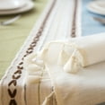 thumbnail image 3 of Enova Home 54"x 80" High Quality Tablecloth with Tassels, Rectangle Cotton and Linen Table Protector Cover for Table Decoration (Blue Green), 3 of 6