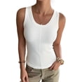 thumbnail image 2 of Xdegoge Tank Top with Built in Bra for Women Padded Seamless No Underwire Stretch Longline Bras Basic Slim Fit Ribbed Wireless Gym Running Brassiere, 2 of 6
