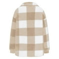 thumbnail image 3 of NAZISHW Women Sherpa Jacket Casual Flannel Colorblock Plaid Shacket Long Sleeve Lapel Button Long Fleece Jackets with Pockets (Beige,XXXXXL), 3 of 5
