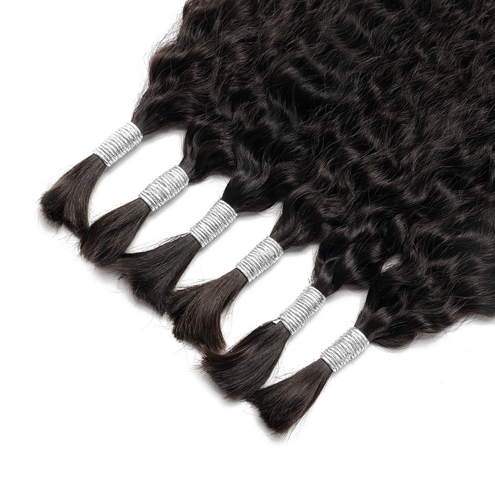Human Braiding Hair for Boho Braids Wet And Wavy Curly Bulk Hair Bundles for Braiding No Weft